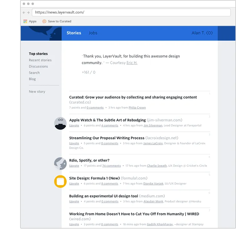 Saving an article to Curated with the Save to Curated bookmarklet