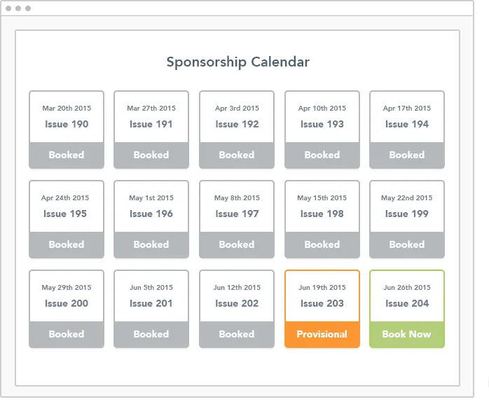 Managing sponsorship bookings in Curated